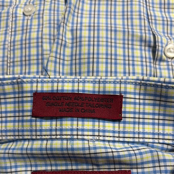 Bergamo New York Fitted Classic Blue Dress Shirt with Gingham Pattern L NWOT - Picture 10 of 11